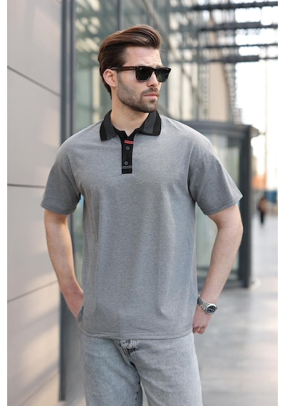 Madmext Antrasit Polo Yaka Erkek T-shirt E7147