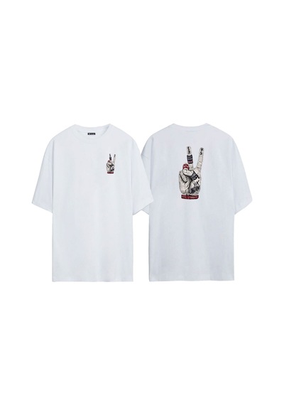 Thewert Unisex Uk London 1975 Ön Arka Baskılı Beyaz Oversize T-shirt