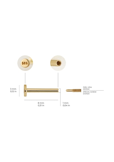 Goldkupe Üç Taşlı Altın Piercing-6477