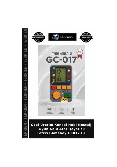 Özel Üretim Konsol Hobi Nostalji Oyun Kolu Atari Joystick Tetris Gameboy Gc017 Gri