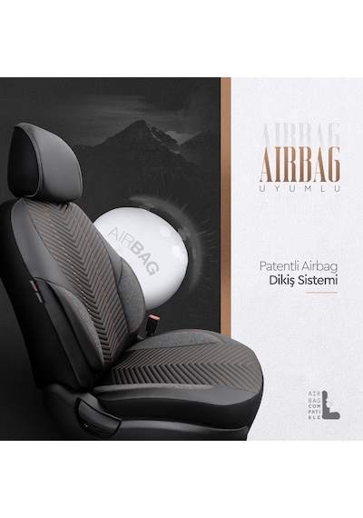 Advanced Design Özel Tasarım Premium Deri-Keten Ekstra Destekli Universal Oto Koltuk Kılıfı Tam Set
