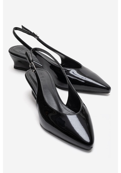 Luvishoes Rosella Siyah Rugan Mini Dolgu Kadın Topuklu Ayakkabı