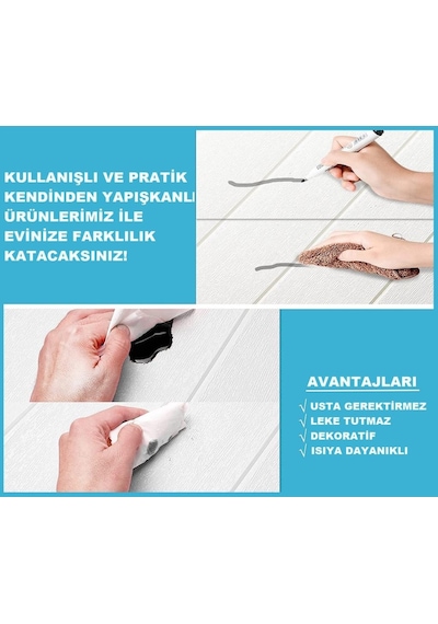 Beyaz Lambiri 3D Kendinden Yapışkanlı Duvar Kağıdı Duvar Paneli (501115028)