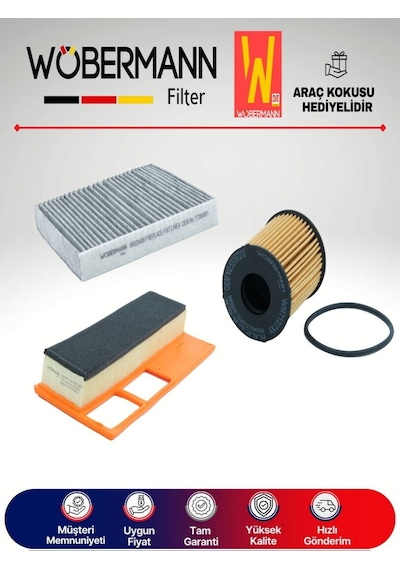 Wöbermann Fiat Linea 1.3 Multijet Filtre Bakım Seti 2007-2012 66kw 3'lü Karbonlu