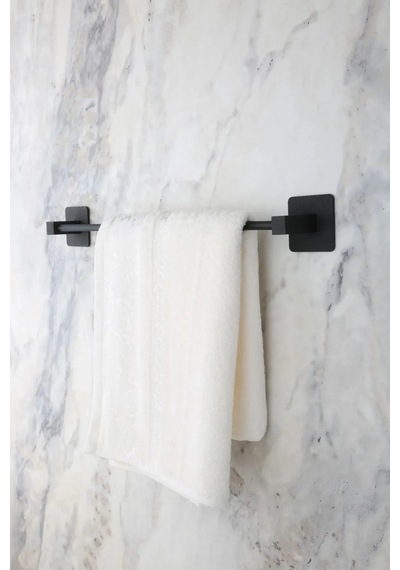 Primesegment Yapışkanlı Krom Banyo Havluluk Siyah
