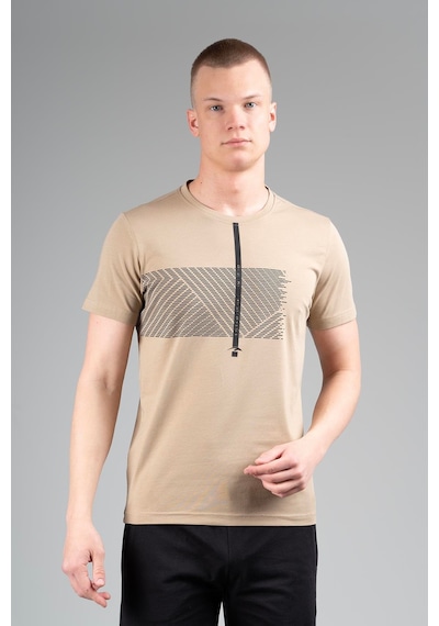 Maraton Regular Erkek Bisiklet Yaka Açık Vizon T-shirt Vizon