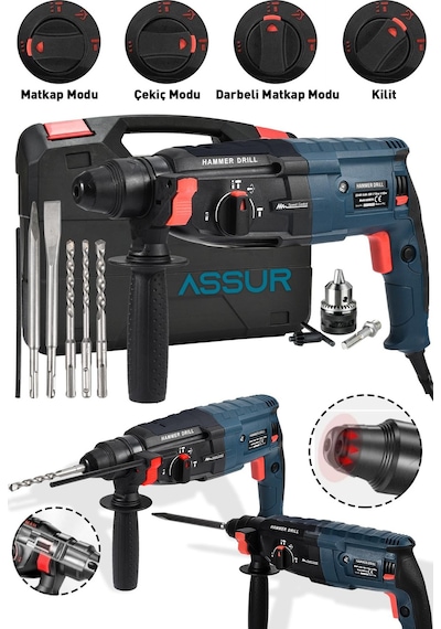 Assur Profesyonel Metal Şanzıman Kırıcı Delici Hilti Darbeli Matkap 2 - 28MM - 1802