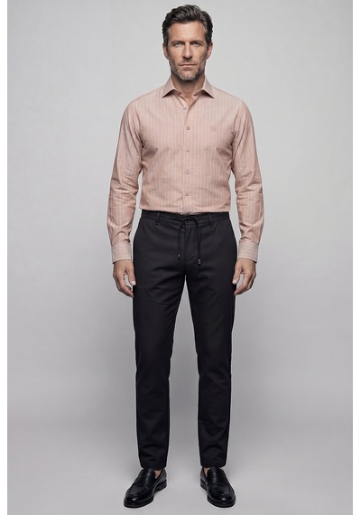 Bisse Kahve Regular Fit Uzun İtalyan Yaka Gömlek Gmczg261084 K11