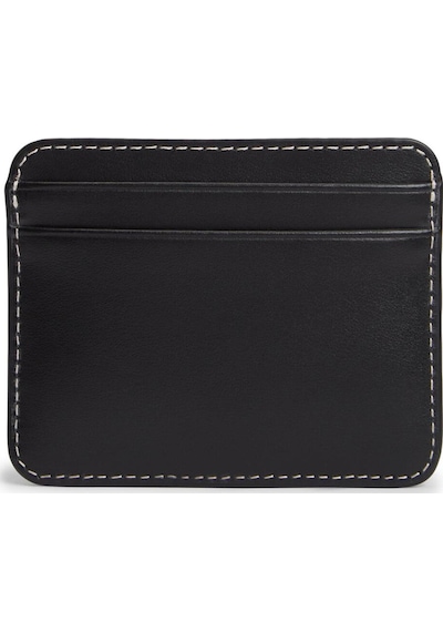 Th Scrıpt Leather Cc Holder SİYAH