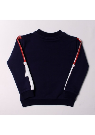 Toontoy Kız Çocuk Sweatshirt Kollari Şeritli Pullu Fashion Nakış Lacivert