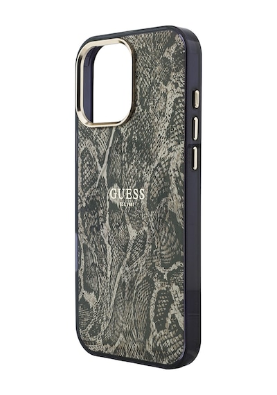 Apple Uyumlu iPhone 16 Pro Max Kılıf Guess Lisanslı M-safe Özellikli Yazı Logolu Python Desenli Kapak Kahverengi