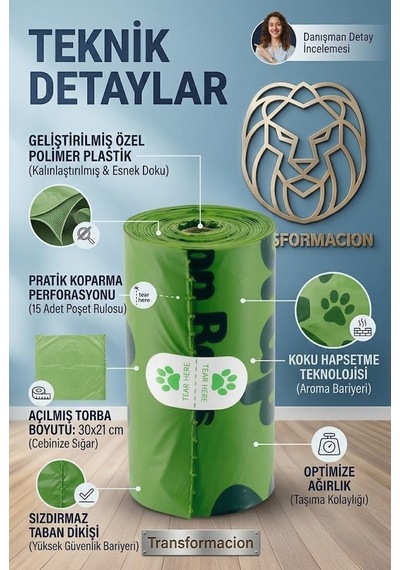 Evcil Hayvan Kaka Torbası 15 Adet 30x21 Cm Sızdırmaz Kedi Köpek Dışkı Toplama Poşeti Rulosu 713383