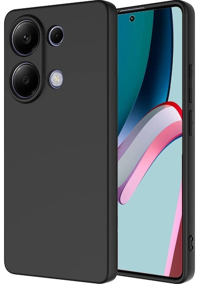 Fibaks Redmi Note 13 Pro 4G Uyumlu Kılıf Kadife Lansman Soft Yumuşak Liquid Silikon Kamera Korumalı Kapak Siyah
