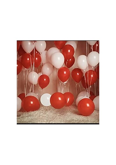 Pastel Kırmızı Beyaz Lateks Balon Seti, 50 Adet 2 Yaş Mavi