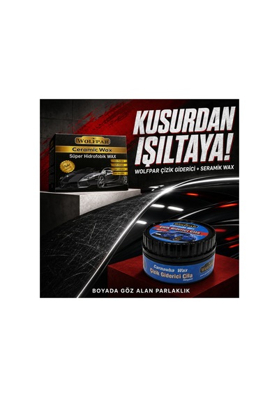 Çizik Giderici Cila Ve Seramik Wax Seti Carnauba Wax Süngerli Boya Parlatıcı & Süper Hidrofobik Koruma