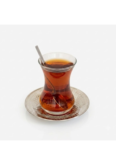 Shark Anatolia Otağ Bakır Çay Tabağı Beyaz Bakır, Makine Dövmesi Otantik Türk Çay Altlığı, Geleneksel Bakır Sunum Tabağı Çok Renkli