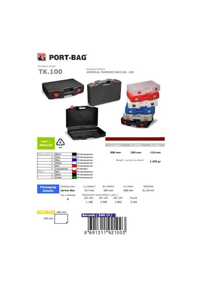 Portbag Tk100 Çok Amaçlı El Aleti Çantası - Tkn-706849