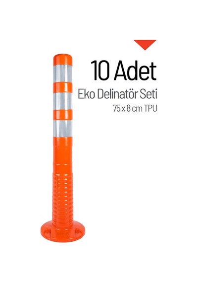 10'lu Delinatör 75x8 Cm Tpu, Esnek Duba Eko - Turuncu-3311