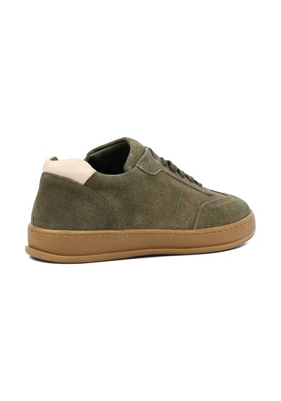 Kadın Yeşil Kalın Tabanlı Süet Deri Sneaker