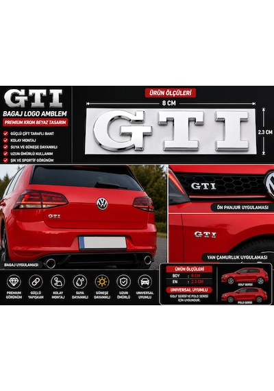 Volkswagen Golf Gtı Polo Gtı Bagaj Logo Amblem Krom Beyaz 0