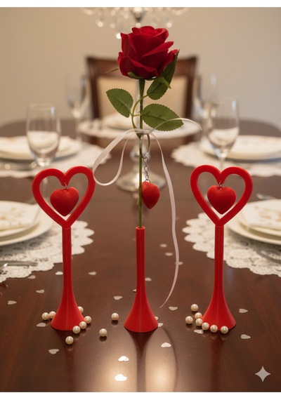 Romantik Masa Dekoru Sevgililer Günü - Yemek Masası Dekoru-set2- 3lü