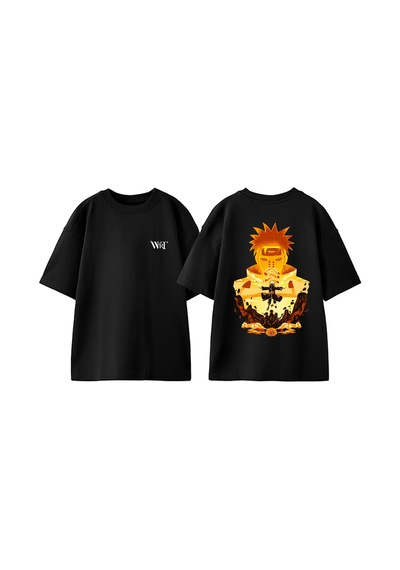 Thewert Uchiha Itachi Naruto 10 Tasarım Sırt Baskılı Pamuk Siyah Oversize T-shirt