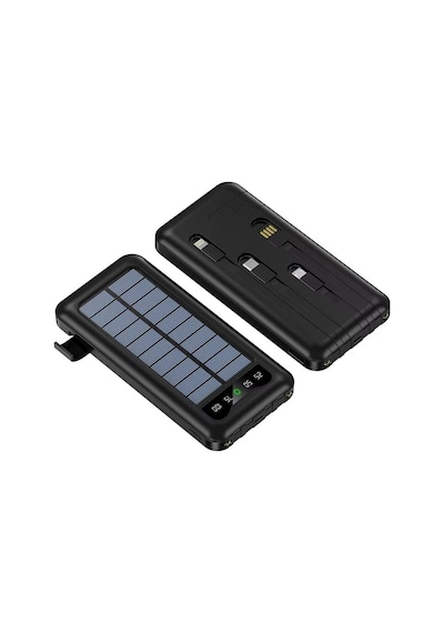 10.000mah Solar Powerbank Dahili Kablolu 22.5w Hızlı Şarj İphone Android Uyumlu Taşınabilir Şarj Cihazı-1682 BEYAZ