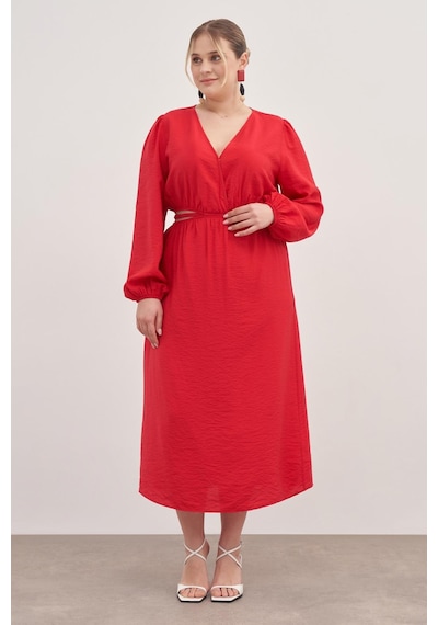 Myline Cut-out Elbise-1813 Kırmızı