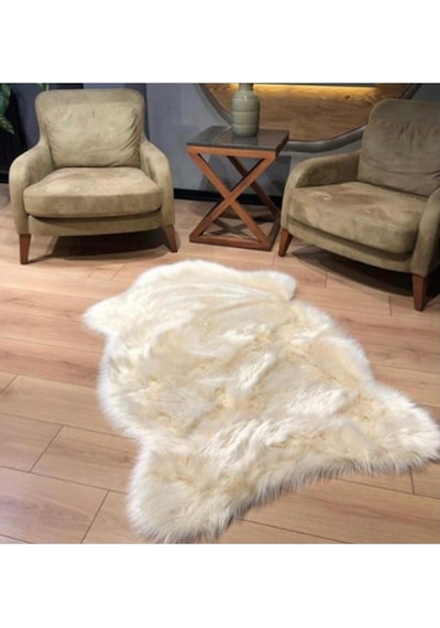 Saraz Halı Peluş Halı Beyaz Sa-91