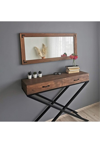 Tr Doğal Ahşap Dekoratif Duvar Salon Ofis Boy Ayna 50x110cv Diğer