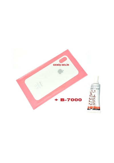 Apple Uyumlu iPhone X Arka Pil Batarya Kapağı Cam+b-7000 Beyaz