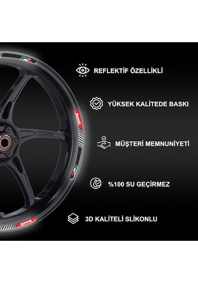 Aprilia Kırmızı 3D Reflektif Yansıtma Özellikli Damla Jant Şeridi