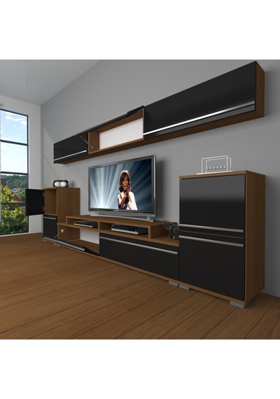 Decoraktiv Ekoflex 9 Mdf Tv Ünitesi Tv Sehpası Ceviz - Siyah