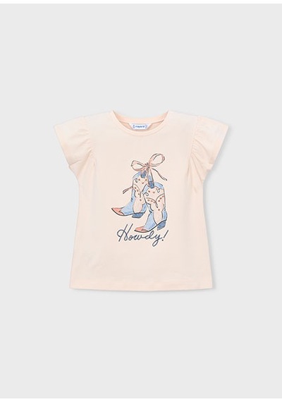 Mayoral Kız Çocuk Baskılı T-shirt Somon - 03007