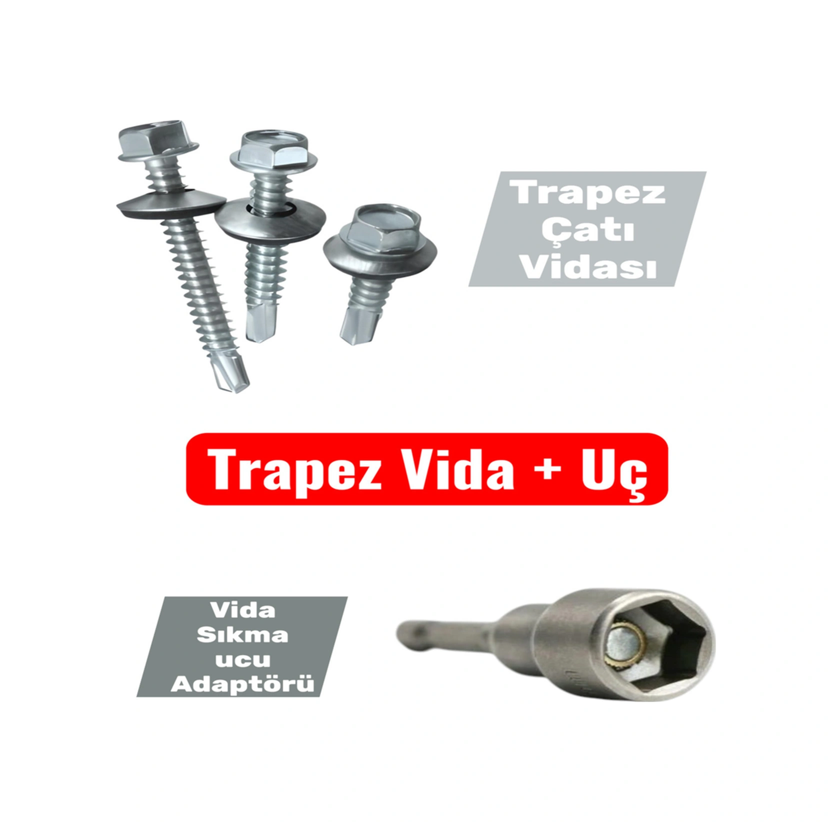 Trapez Çatı Vidası 6,3x60mm - 50'li Paket M10 Vida Sıkma Ucu 1 Adet -