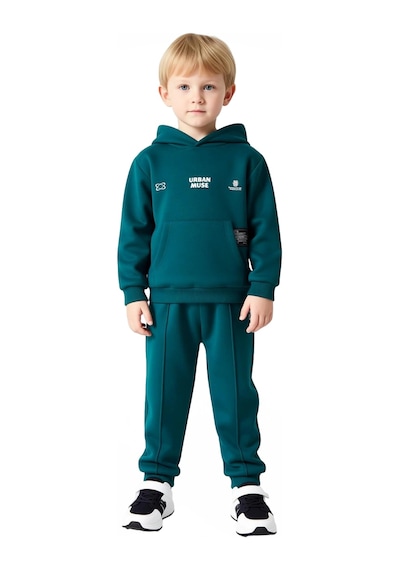 Frm Erkek Çocuk Pamuklu Örme Kapüşonlu Sweatshirt Ve Eşofman Altı Tak Petrol