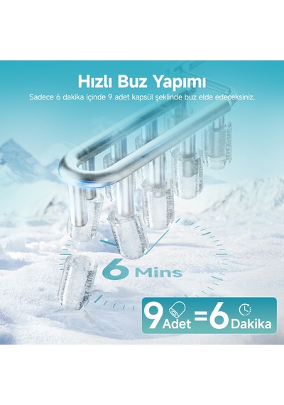 Bullet Kapsül Taşınabilir Buz Makinesi, Otomatik Temizleme, Hızlı Buz Yapma, Im008-bsı