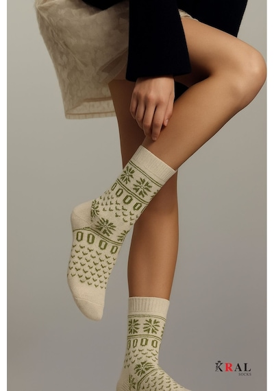Kral Socks Kadın Havlu 2 Çift Kışlık Yün Çorap Bambu + Yün Sonbahar Çok Renkli