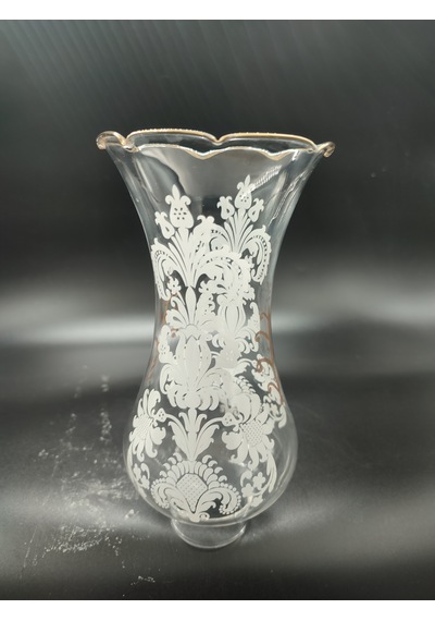 Avize Lamba Camı.altın Yaldızlı,motifli Alt Yuva Çapı:4.50 Cm-h:21.00 Cm E.14 Mum Ampule Göre.