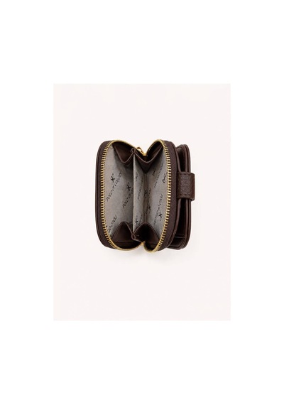 Passtell Kadın Küçük Boy Oval Model Fermuarlı Minimalist Cüzdan 11 10 Cm Kahverengi Kahverengi