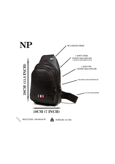 Newish Polo Kadın Deri Kulaklık Çıkışlı Bodybag Göğüs Ve Omuz Çantası New130 - Siyah