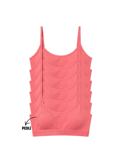 Armoris Özel Seri Genç Kız Pamuklu Yarım Atlet Alıştırma Sütyeni 6'lı Paket Pembe Spor Ev Rahat