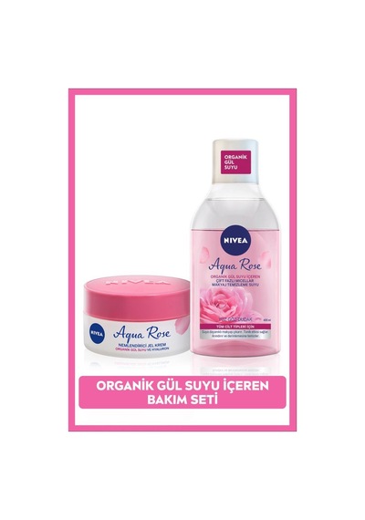 NIVEA Aqua Rose Gül Suyu İçeren Çift Fazlı Micellar Makyaj Temizleme Suyu 400 ML + Nemlendirici Jel Krem 50 ML