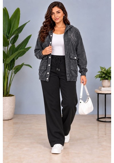 Cedy Denim Cedy -özel Tasarım Kadın Taş Ve Nakış İşleme Detaylı Düğmeli Kapüşonlu Sweat Hırka C7150 Antrasit Cedy Denim Cedy -özel Tasarım Kadın Taş Ve Nakış İşleme Detaylı Düğmeli Kapüşonlu Sweat Hırka C7150 Antrasit