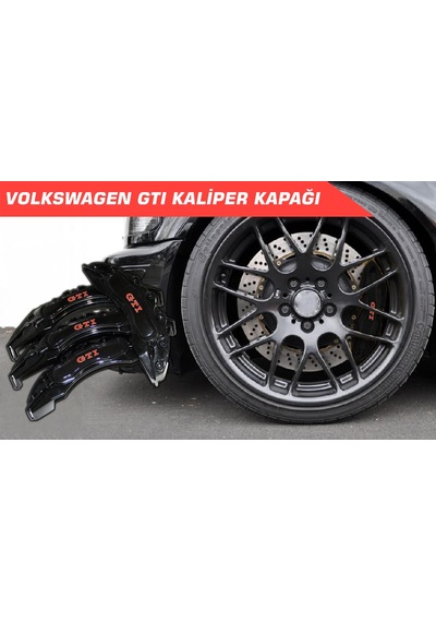 Siyah Gtı Kırmızı 4'lü Kaliper Seti Yapıştırma Logolu