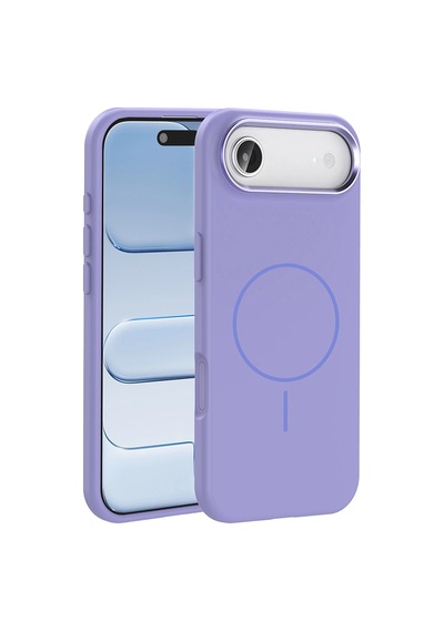 Apple Uyumlu iPad iPhone 17 Air Kılıf M-safe Şarj Özellikli Metal Kamera Çerçeveli Zore Edi Silikon Kapak Lila