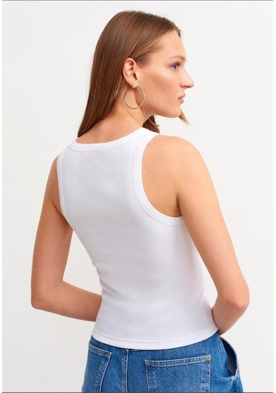 Refox Kadın 2'li Paket Fitilli Halter Yaka Örme Atlet T-shirt