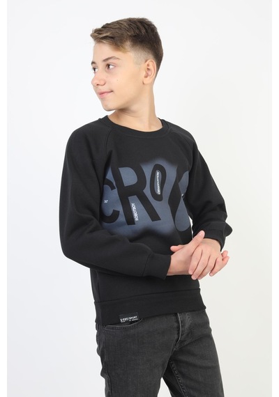 Baskılı Erkek Çocuk Sweatshirt-90879 Siyah