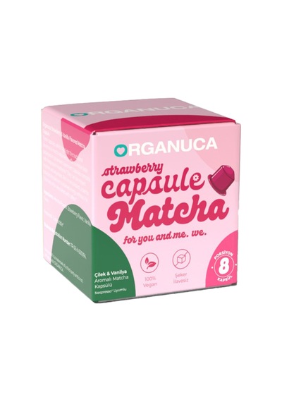 Organuca Çilek Vanilya Aromalı Matcha Kapsül 8'li 28 G - 3 Adet Tarı