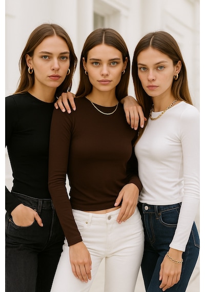 Rich Kadın Siyah-beyaz-kahverengi 3'lü Paket Bisiklet Yaka Esnek Kumaşlı Vücuda Oturan Slim Fit Uzun Kollu Crop Body Beyaz - Kahverengi - Siyah Rich Kadın Siyah-beyaz-kahverengi 3'lü Paket Bisiklet Yaka Esnek Kumaşlı Vücuda Oturan Slim Fit Uzun Kollu Crop Body Beyaz - Kahverengi - Siyah